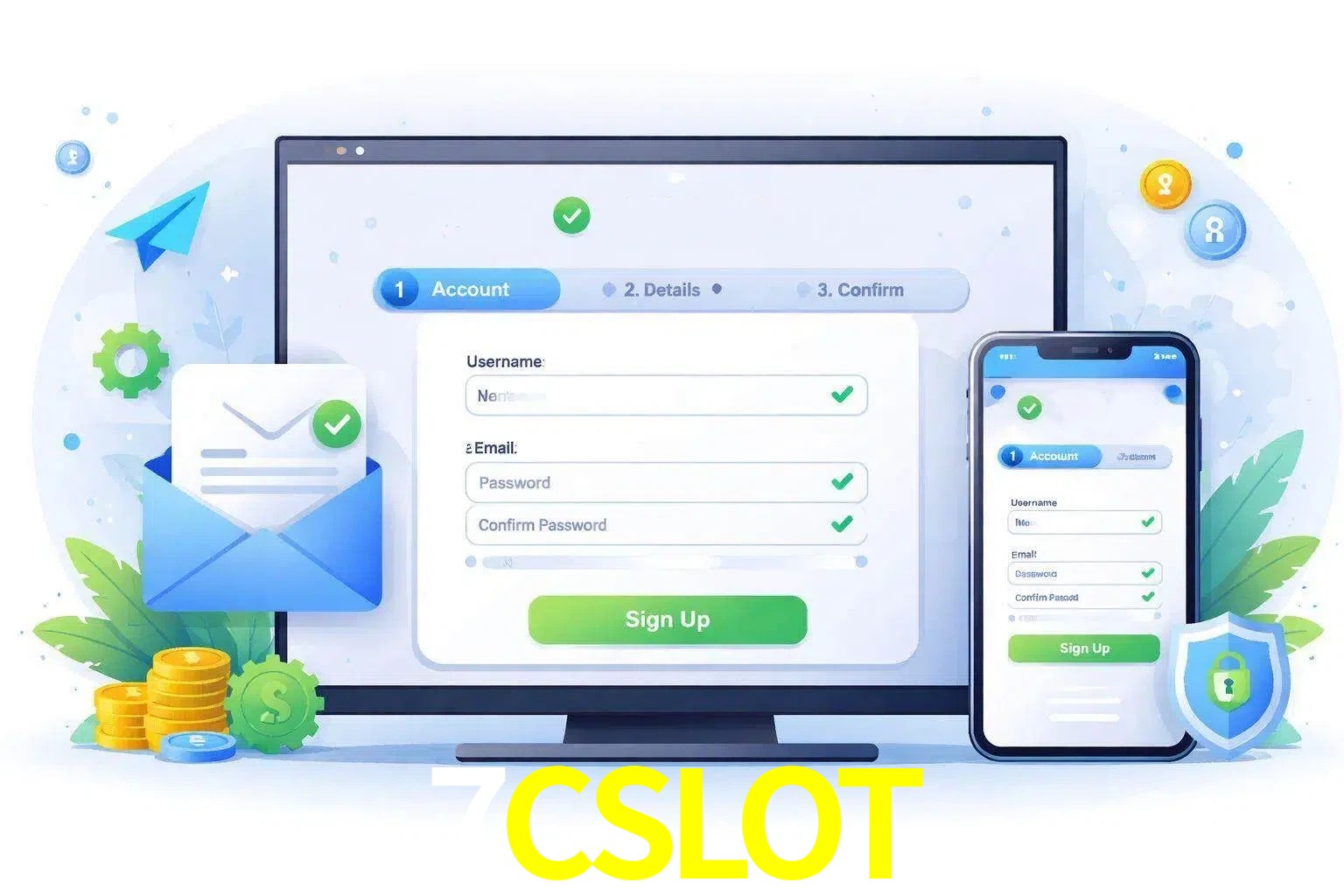 Registro de nuevo usuario y configuración de cuenta 7CSLOT